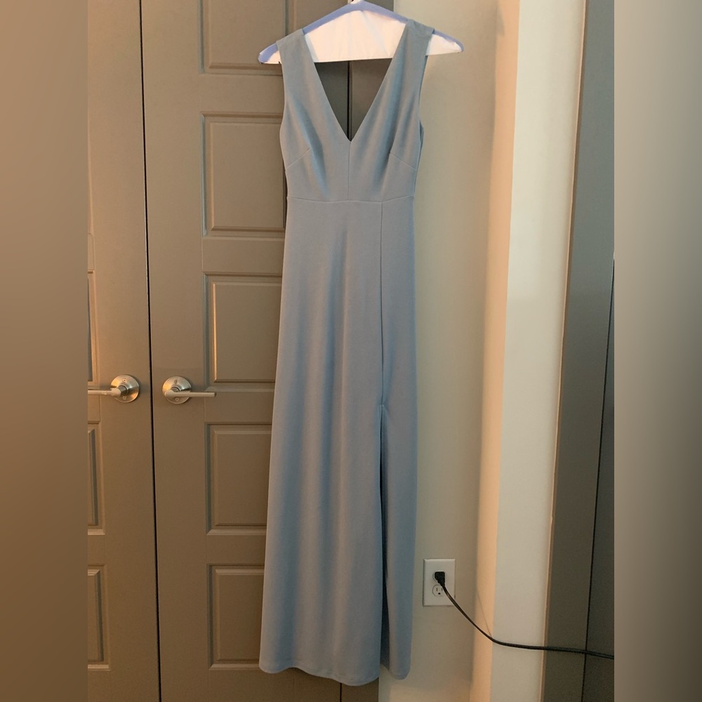 Shamin Crepe Bridesmaid/Prom Dress Birdy Grey Dusty Blue